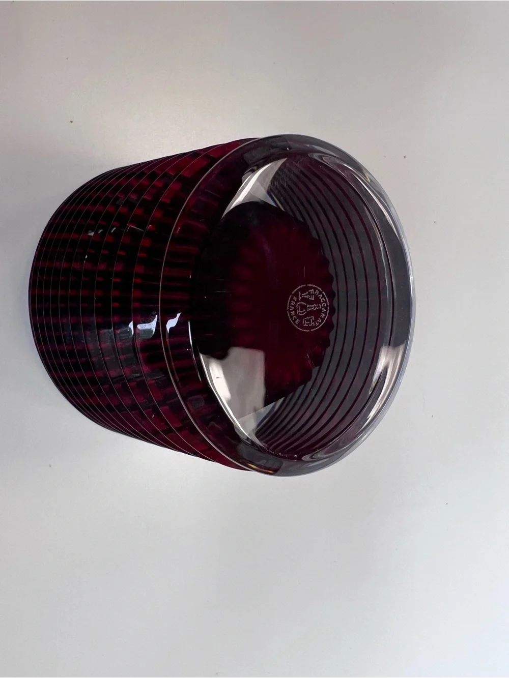 Baccarat small oval Eye Deep Red Cut Crystal Vase - Home Accents
